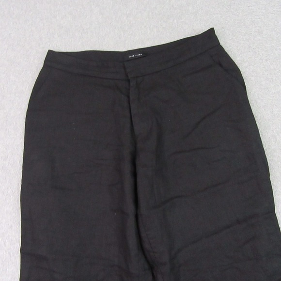 George Womens Casual Pants 6 (30 x 26) Cropped Capri Black 100% Linen Wide Leg - Picture 2 of 7